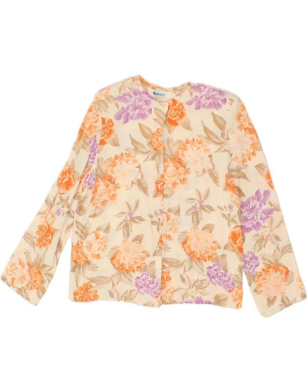 VINTAGE Womens Shirt Blouse UK 14 Large Beige Floral Comfortable Short Sleeve Blouse VINTAGE Womens Shirt Blouse UK 14 Large Beige Floral Comfortable Short Sleeve Blouse