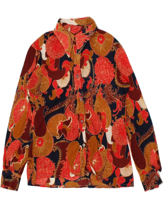 VINTAGE Womens Shirt UK 12 Medium Multicoloured Paisley Relaxed Button-Down Short Shirt VINTAGE Womens Shirt UK 12 Medium Multicoloured Paisley Relaxed Button-Down Short Shirt