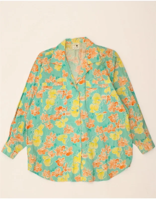 VINTAGE Womens Shirt UK 16 Large Multicoloured Floral Cotton Stylish Short Sleeve Top VINTAGE Womens Shirt UK 16 Large Multicoloured Floral Cotton Stylish Short Sleeve Top