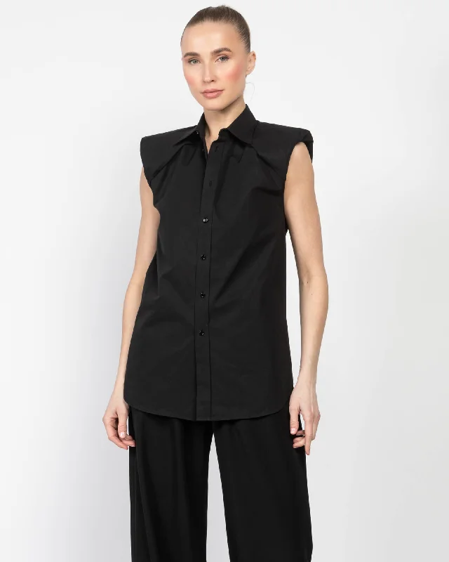 Sleeveless Shoulder Shirt Comfortable Fitted Short Sleeve