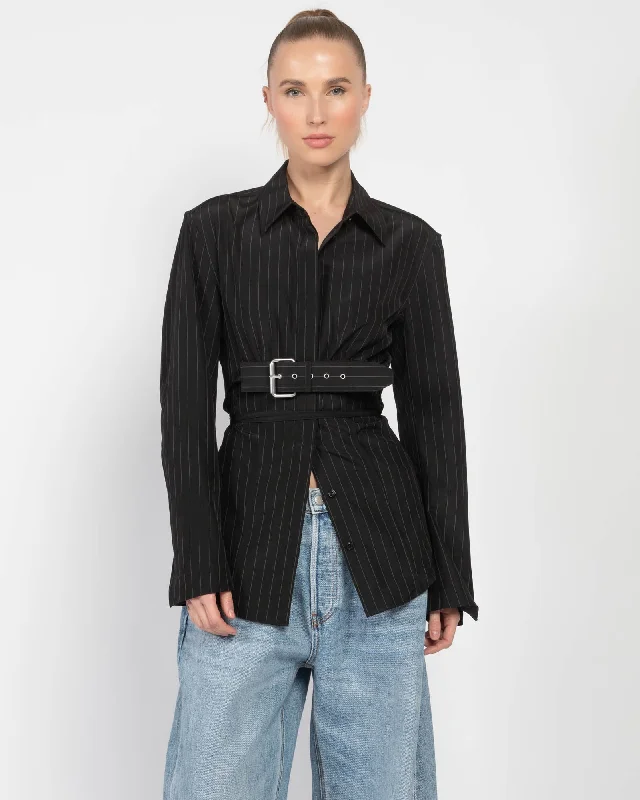 Back Slit Shirt Casual Boxy Short Shirt