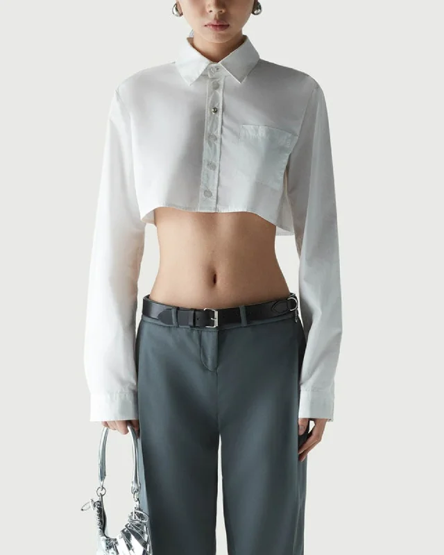 Cropped Shirt Relaxed Fit Short Blouse