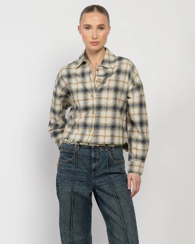 Esme Plaid Shirt Comfortable Knit Short Shirt