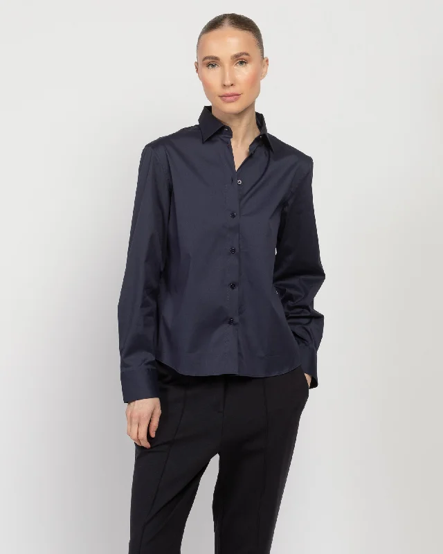 Cotton Stretch Classic Shirt Cozy Knit Short Sleeve Top