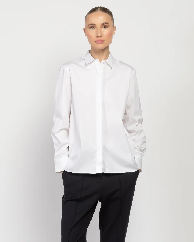 Long Sleeve Relaxed Cotton Shirt Fashionable Tied Short Sleeve