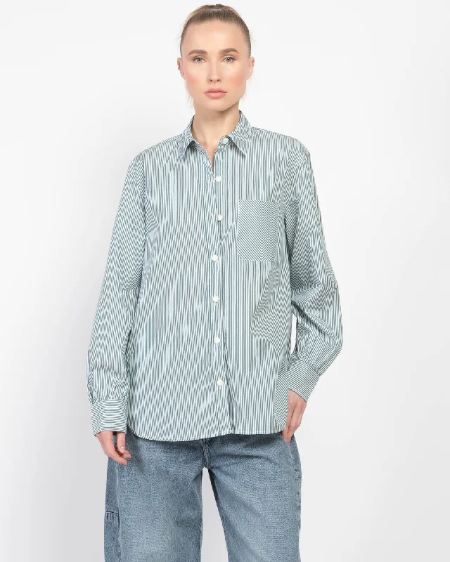 Maxine Button Shirt Stylish Striped Short Sleeve