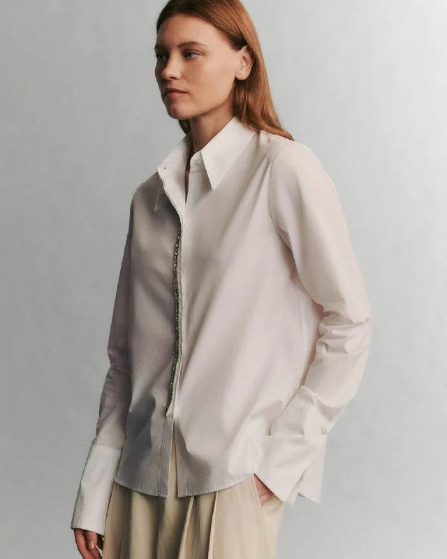 Object Of Affection Embellished Shirt Classic Solid Short Shirt