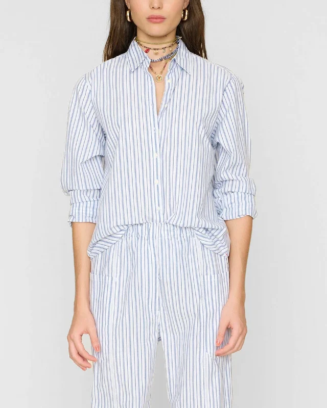 Beau Stripe Shirt Chic Silk Short Sleeve Shirt