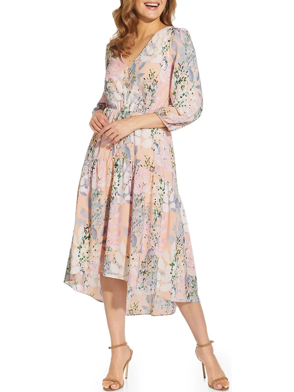 Womens Floral Calf Midi Dress Comfortable Geometric Print Midi Dress