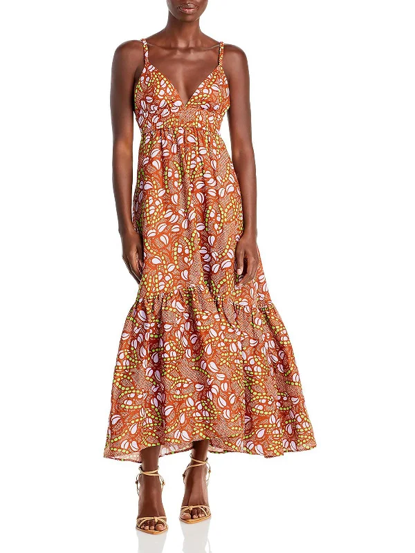 Womens Linen Sleeveless Midi Dress Comfortable Fit-and-Flare Midi Dress