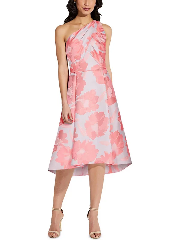 Womens One Shoulder Calf Midi Dress Stylish Silk Midi Dress
