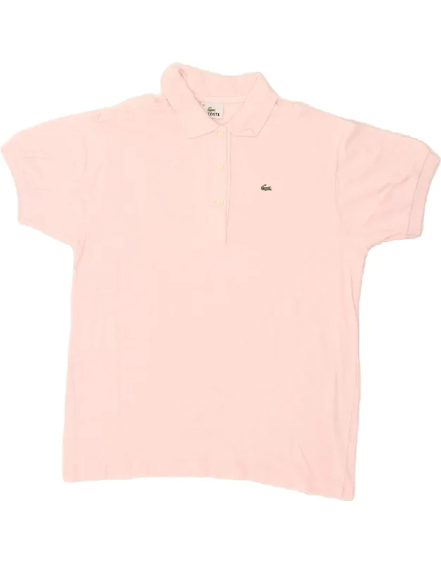 LACOSTE Womens Polo Shirt Size 42 Large Pink Cotton Casual Oversized Short Shirt