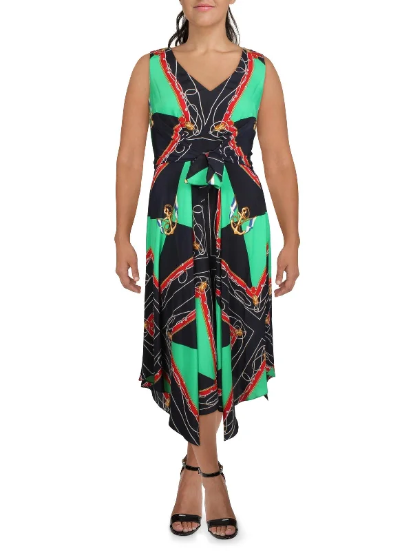 Womens Printed Sleeveless Midi Dress Elegant Floral Skirt Midi Dress