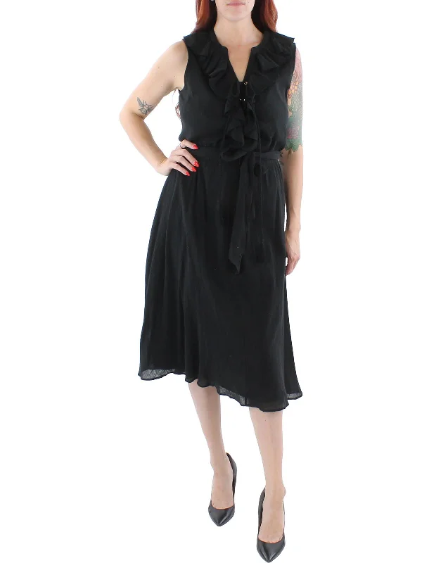 Womens Ruffled Calf Midi Dress Fashionable Polka Dot Midi Dress