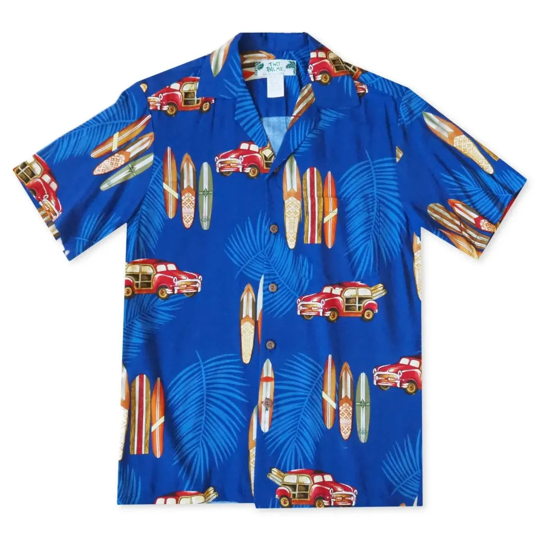 Woody Cruiser Blue Hawaiian Rayon Shirt Fashionable Plaid Short Sleeve