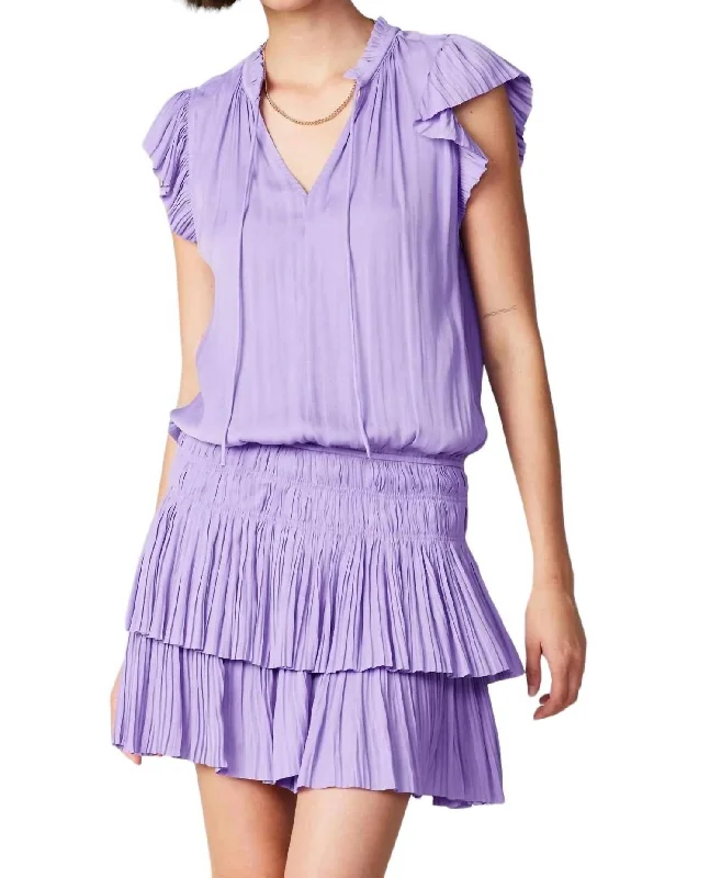 Zoey Pleated Mini Dress In Lavender Fashionable Party Mini Dress