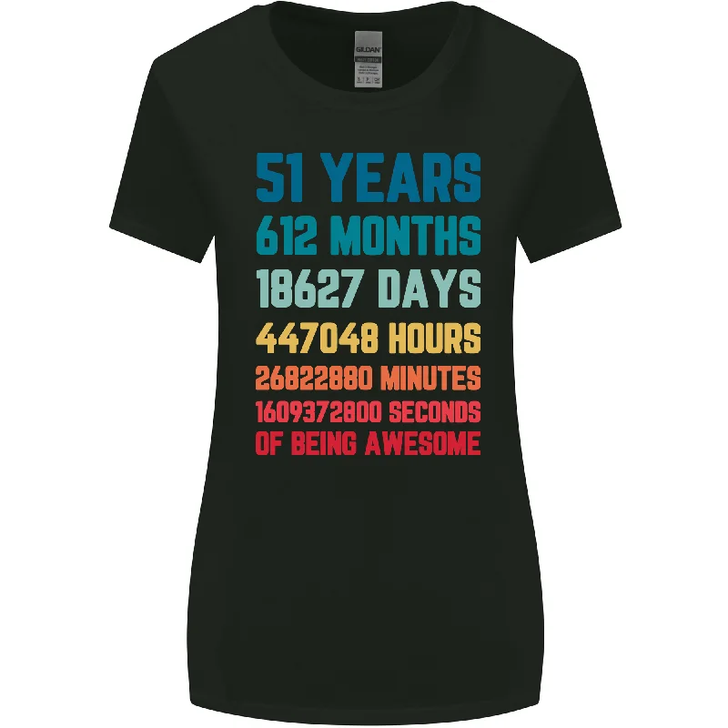 51st Birthday 51 Year Old Womens Wider Cut T-Shirt Collared Crew Neck Turtle Neck