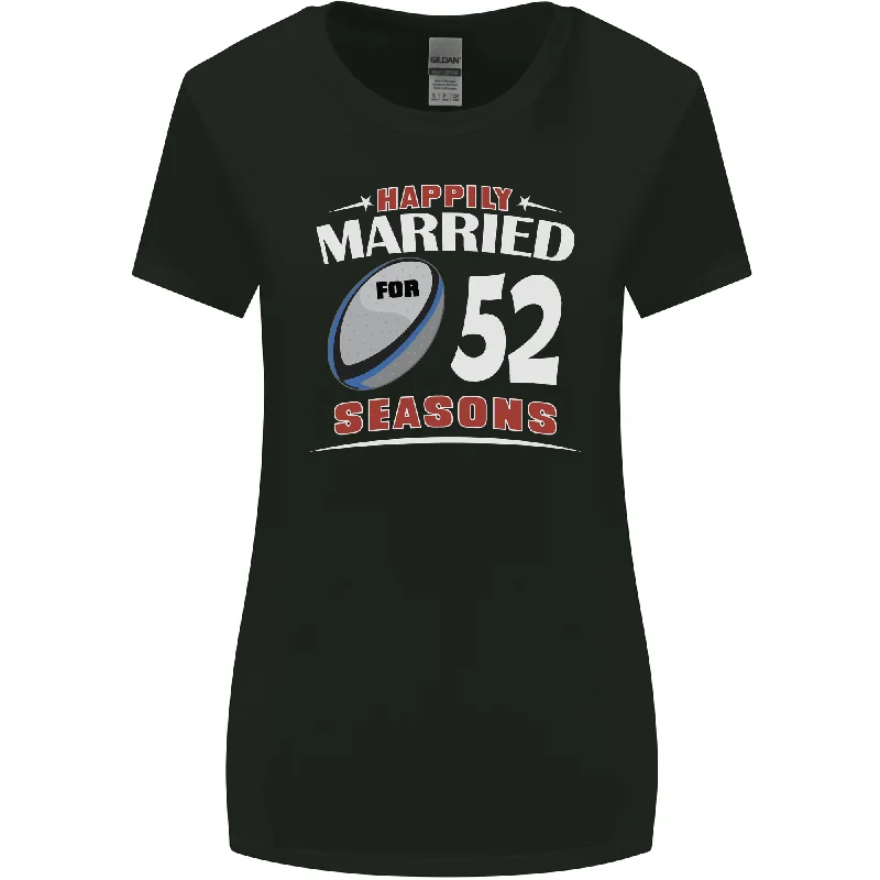 52 Year Wedding Anniversary 52nd Rugby Womens Wider Cut T-Shirt Chenille Blend Fleece Blend Nylon Blend