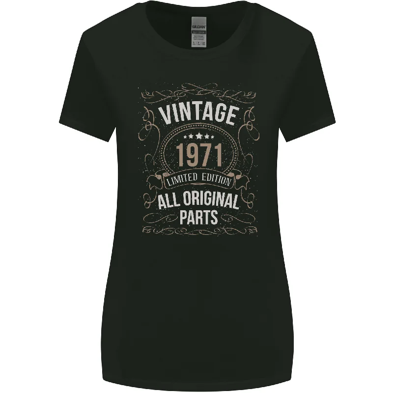 52nd Birthday Limited Edition 1971 Womens Wider Cut T-Shirt Zippered Front Buttoned Front Snap Front