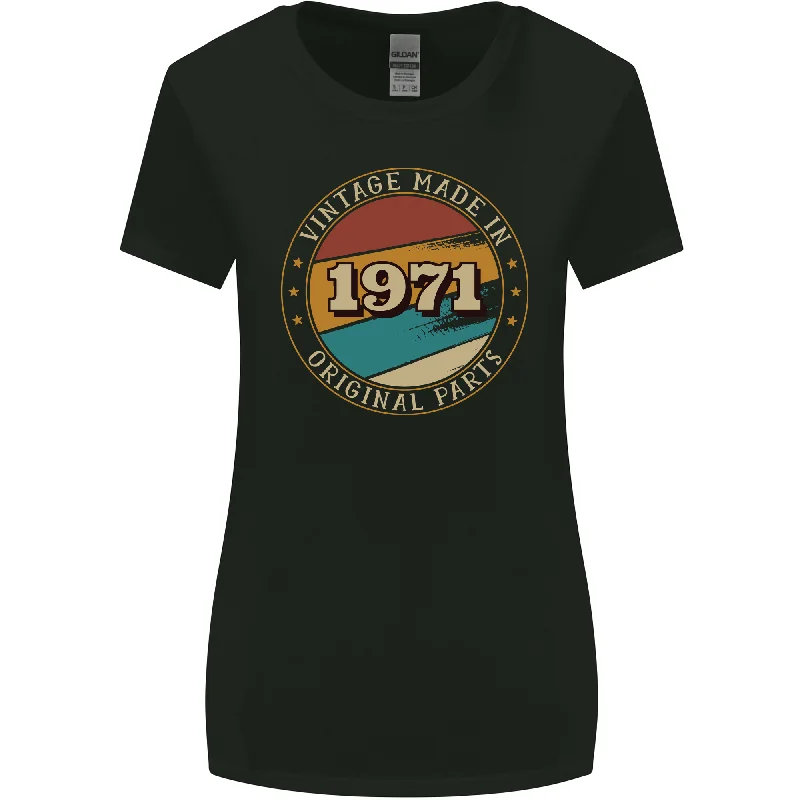 52nd Birthday  Vintage Made In 1971 Womens Wider Cut T-Shirt Collared Crew Neck Turtle Neck