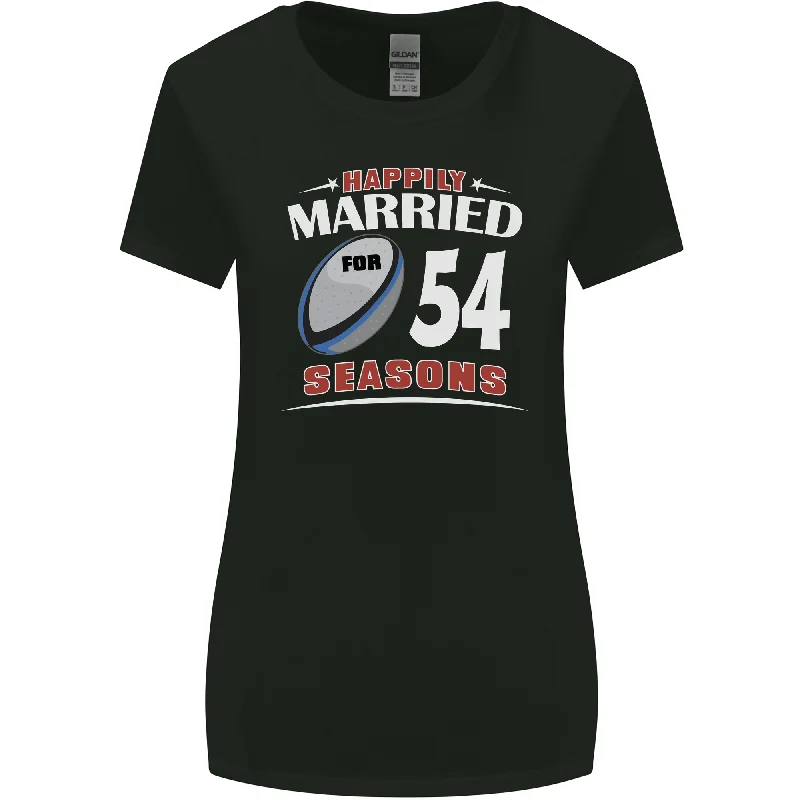 54 Year Wedding Anniversary 54th Rugby Womens Wider Cut T-Shirt Cashmere Blend Cotton Blend Poly Blend