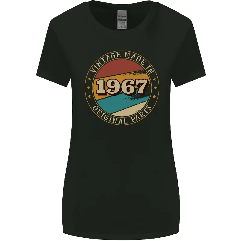 56th Birthday  Vintage Made In 1967 Womens Wider Cut T-Shirt Chenille Blend Fleece Blend Nylon Blend