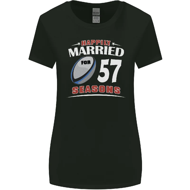 57 Year Wedding Anniversary 57th Rugby Womens Wider Cut T-Shirt Seamless Knitted Crochet