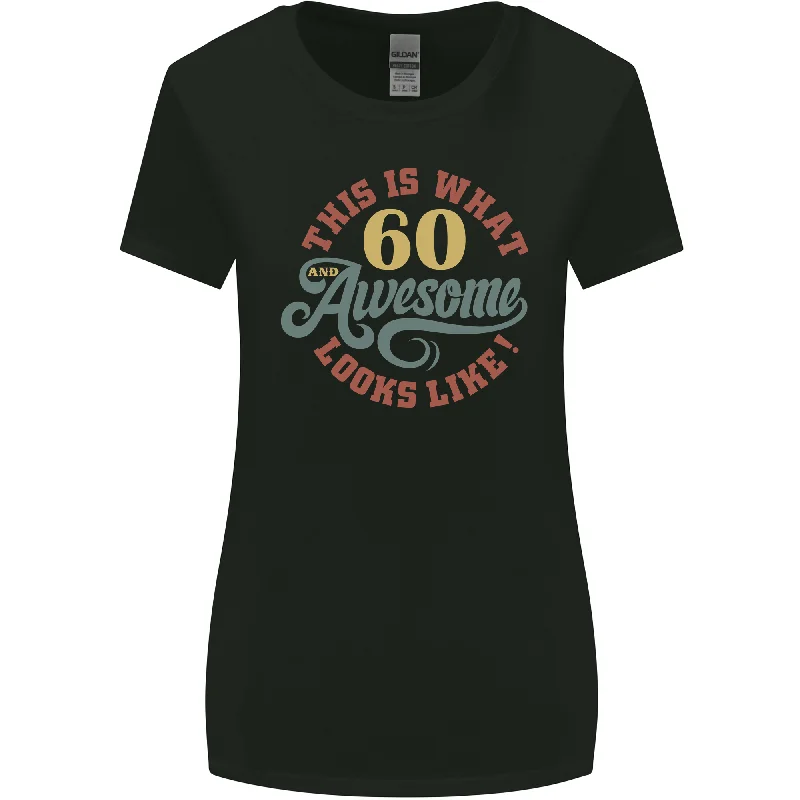 60th Birthday 60 Year Old Awesome Looks Like Womens Wider Cut T-Shirt Solid Color Striped Floral