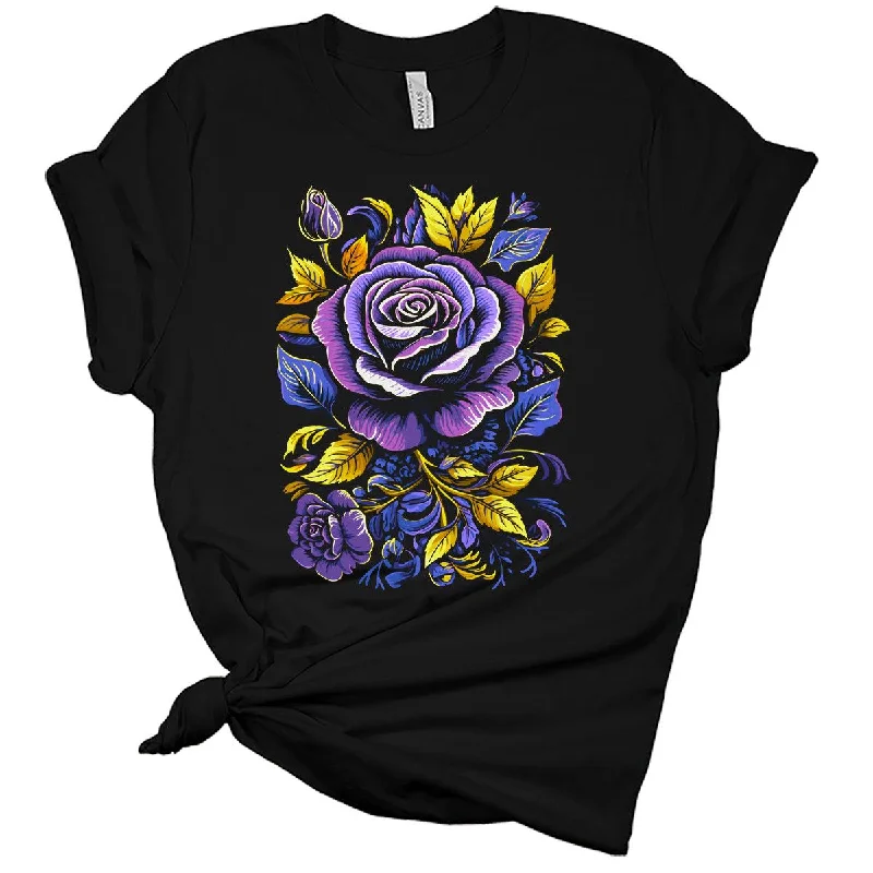 Vintage Rose Women's Graphic Tees Fitted T-Shirt Seamless Stretchy