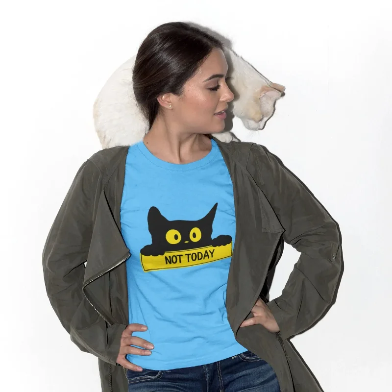 Not Today Round Neck Half Sleeve Classic T-Shirt Faux Fur Fabric Real Fur Fabric Shearling Fabric