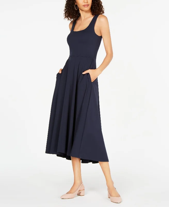 Alfani Petite Fit Flare Midi Dress Comfortable Knitwear Midi Dress