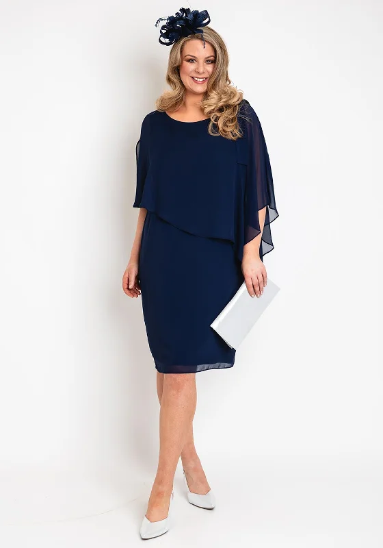 Allison Chiffon Overlay Midi Dress, Navy Chic Lace Detail Midi Dress