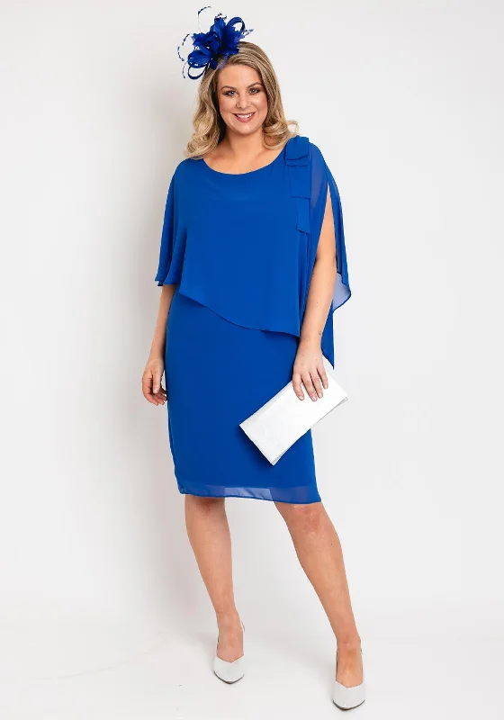 Allison Chiffon Overlay Midi Dress, Royal Blue Comfortable Denim Midi Dress