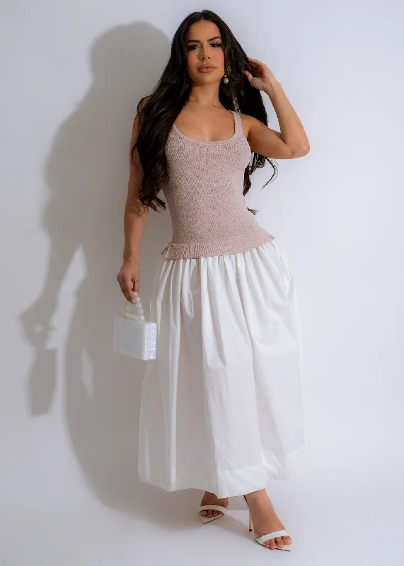 Amoure Knit Midi Dress Nude Stylish Midi Dress with Cuffs