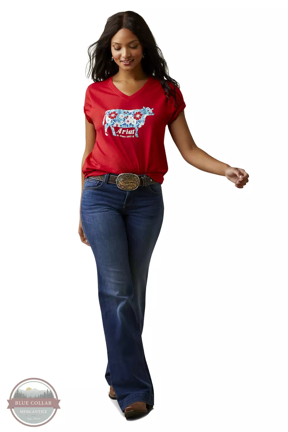 10045086 Flower Cow T-Shirt Cozy Warm Stylish