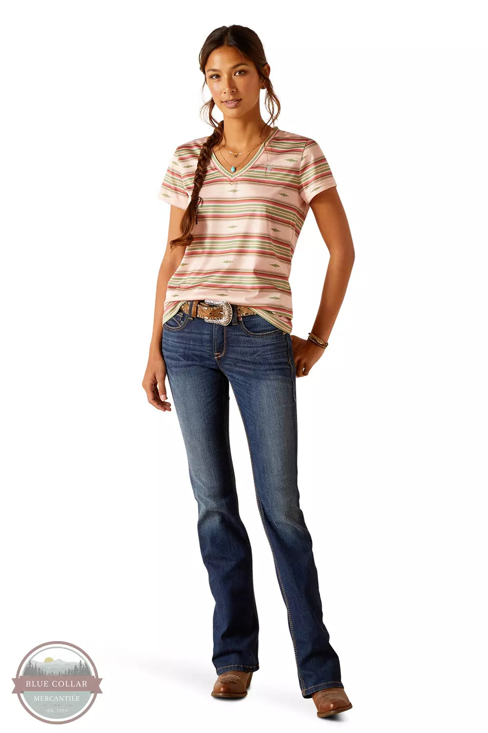 10048820 Laguna Serape Short Sleeve T-Shirt Lace Blend Ribbed Blend Corduroy Blend