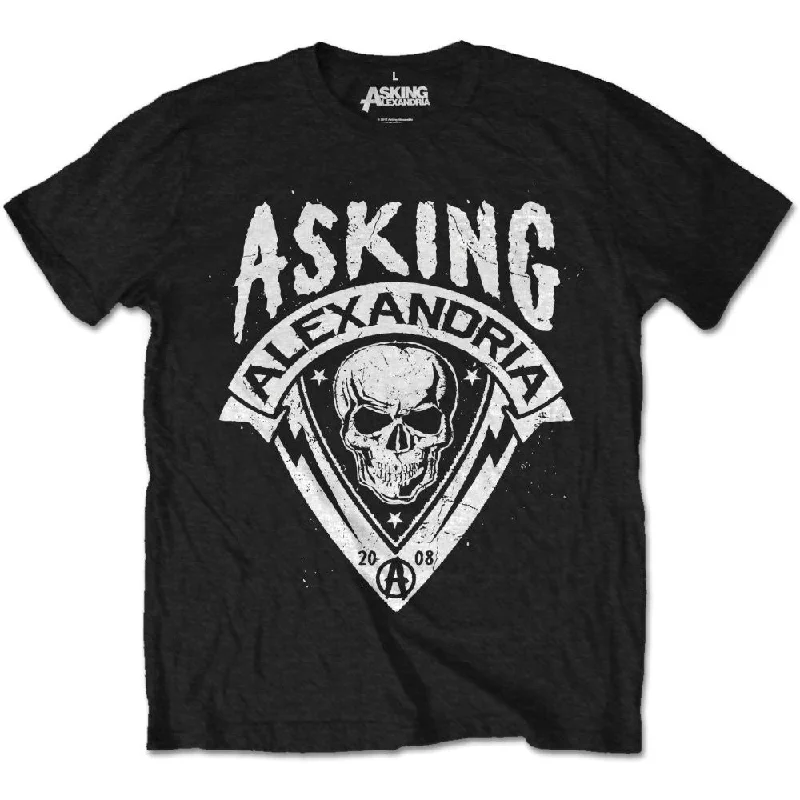 Asking Alexandria | Official Band T-Shirt | Skull Shield Graphic T-Shirt Round Neck Polyester