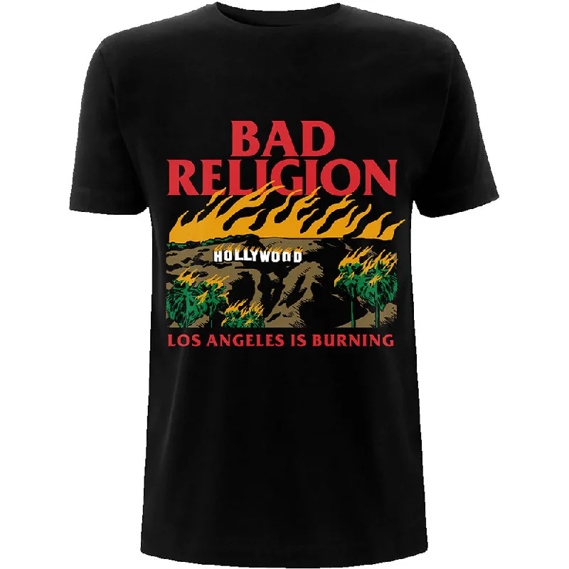 Bad Religion | Official Band T-Shirt | Burning Black Print Jacquard Patchwork