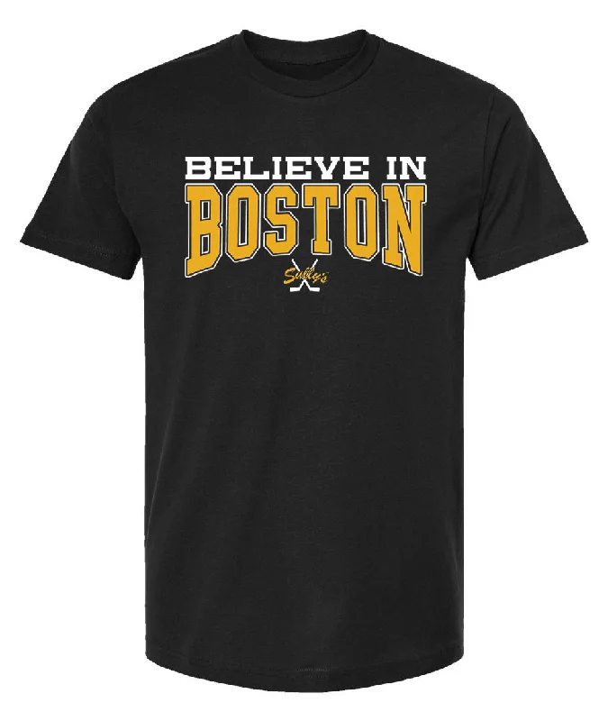 Believe in Boston - Black and Gold The Town T-Shirt Plaid T-Shirt Polka Dot Checkered