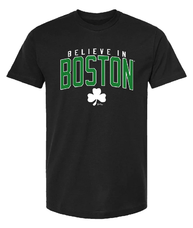 Believe in Boston - Black & Green - T-Shirt Fleece Nylon Spandex
