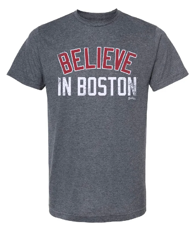 Believe in Boston - Heather Navy - T-Shirt Print Jacquard Patchwork