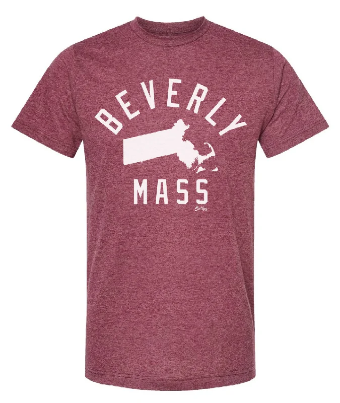 BEVERLY, MASS Commonwealth Shape T-Shirt Collared Crew Neck Turtle Neck