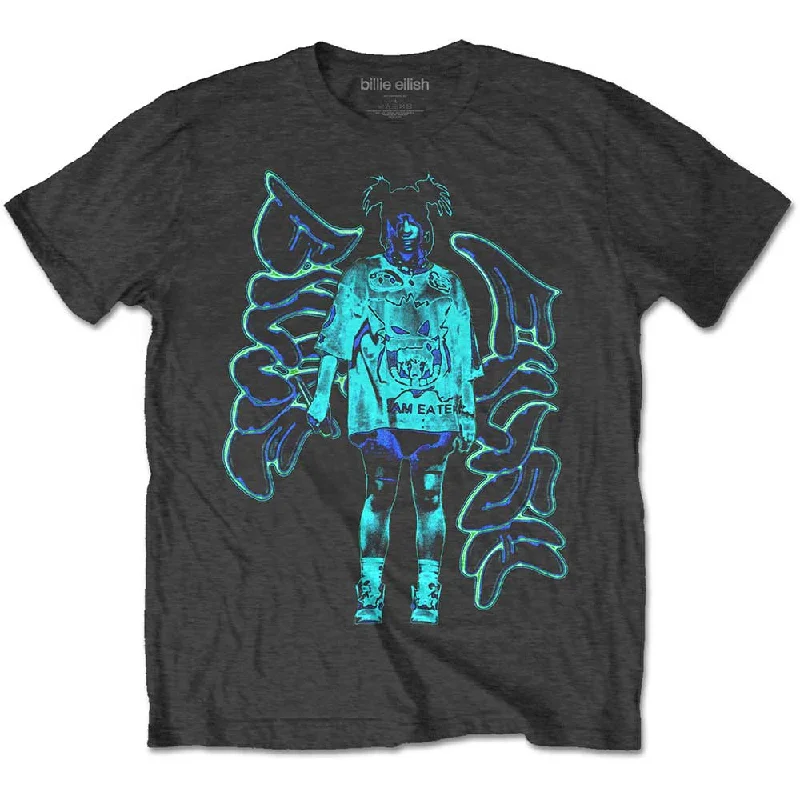 Billie Eilish | Official T-Shirt | Neon Graffiti Logo Real Fur Shearling Chenille