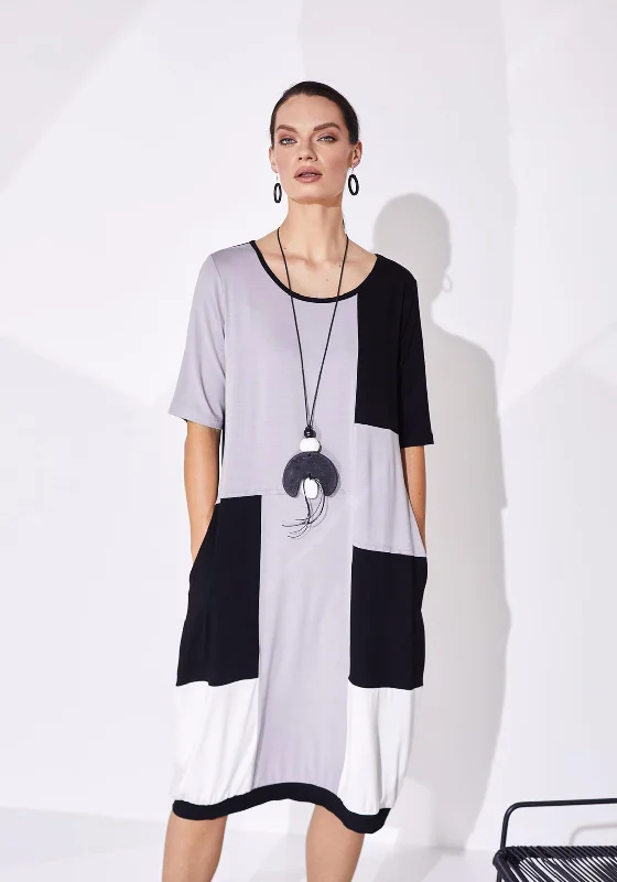 Naya Colour Block Jersey Midi Dress, Multi Stylish Button-Down Midi Dress