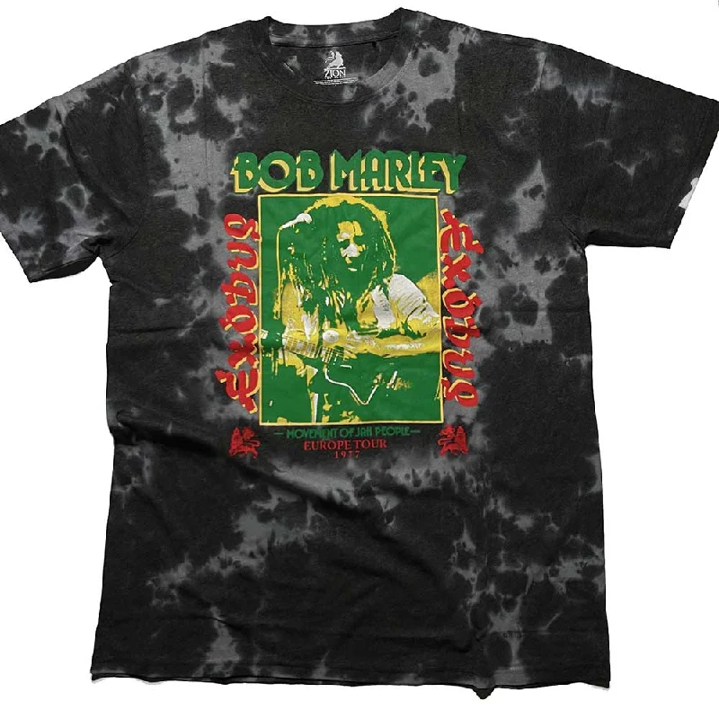 Bob Marley | Official Band T-Shirt | Exodus Tie-Dye (Dye-Wash) Zippered Buttoned Snapped