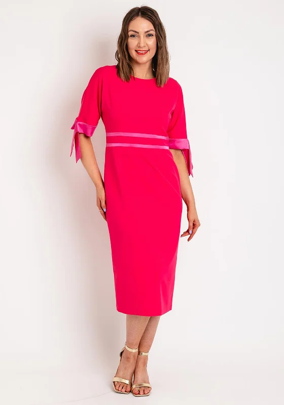 Caroline Kilkenny Aria Ribbon Sleeve Midi Dress, Watermelon Comfortable Deep V Midi Dress