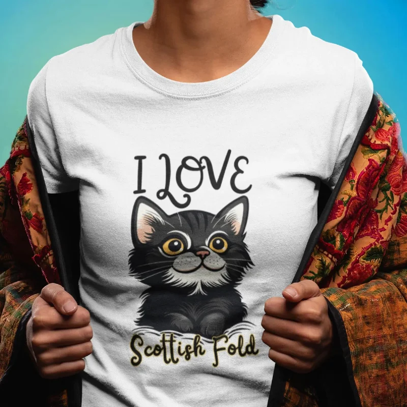 I Love Scottish Fold Round Neck Half Sleeve Classic T-Shirt Terry Blend Velvet Blend Canvas Blend I Love Scottish Fold Round Neck Half Sleeve Classic T-Shirt Terry Blend Velvet Blend Canvas Blend