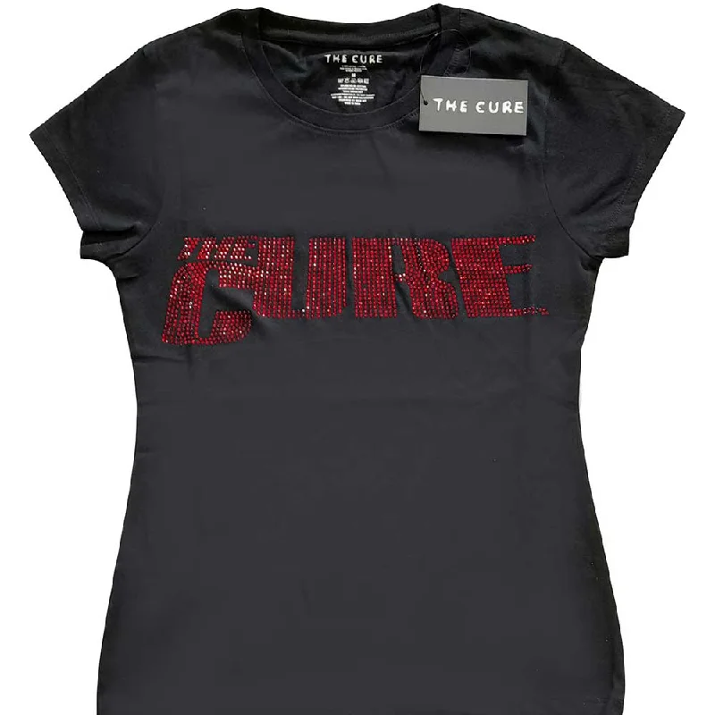 The Cure | Official Ladies T-shirt | Logo (Diamante) Polka Dot Checkered Tartan