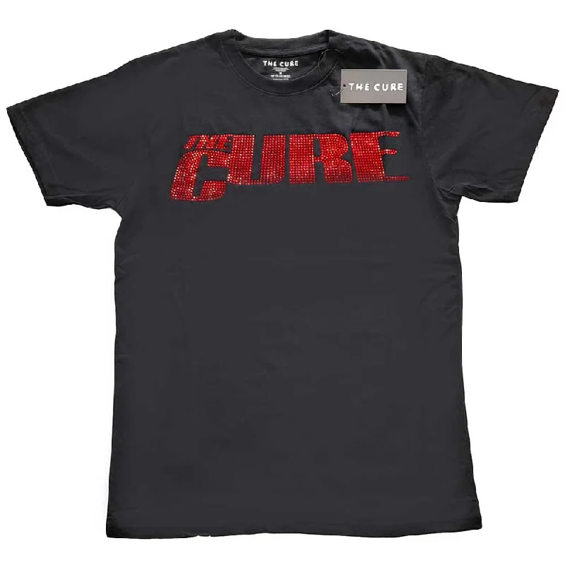 The Cure | Official Band T-Shirt | Logo (Diamante) Basic T-Shirt Crew Neck Short Sleeve