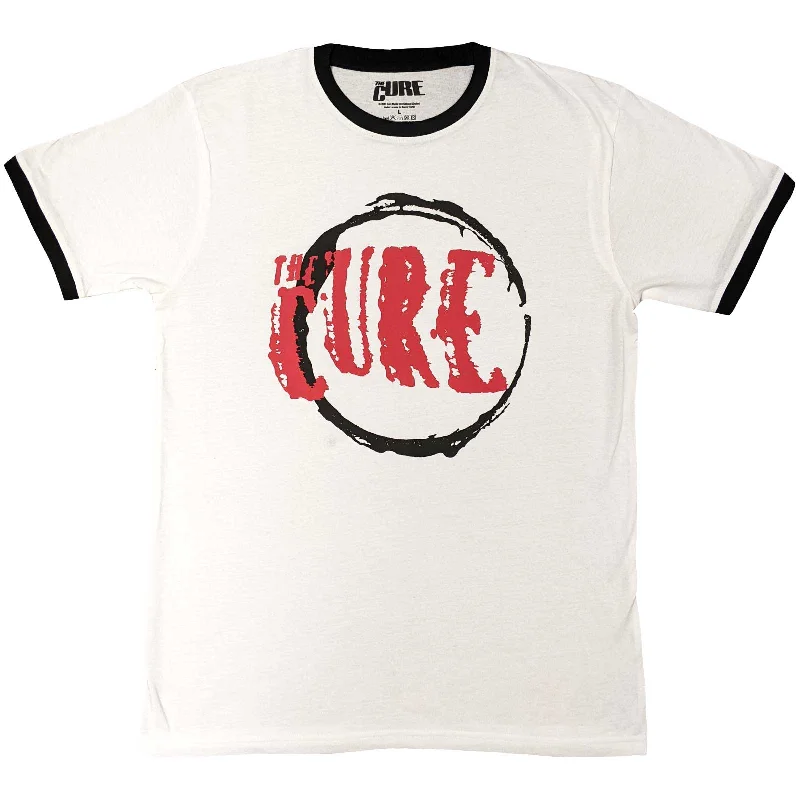 The Cure Unisex Ringer T-Shirt: Circle Logo Satin Blend Silk Blend Wool Blend